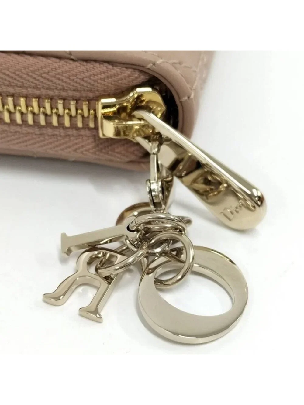Dior Lady Mini Wallet Cannage Beige Pink